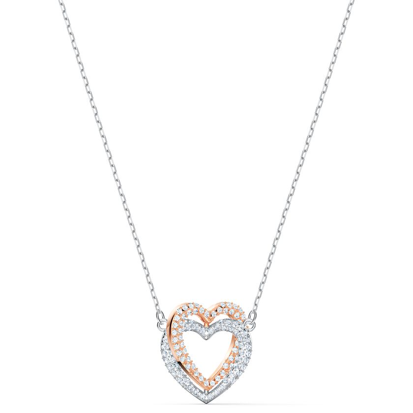 Swarovski Infinity Heart Necklace, White, Mixed metal finish