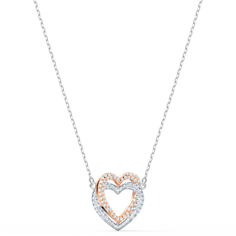swarovski hyperbola necklace  heart  white  mixed metal finish