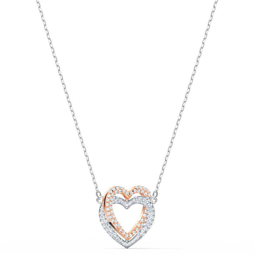 swarovski infinity heart necklace  white  mixed metal finish