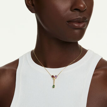 swarovski imber y pendant  mixed cuts  multicolored  18k gold finish