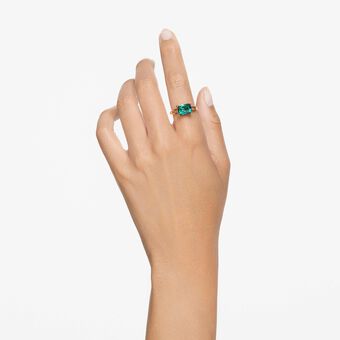 swarovski stilla cocktail ring  rectangular cut  green  gold tone plated