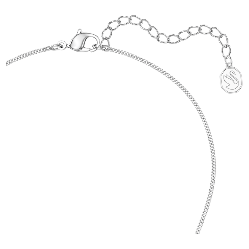 swarovski galet pendant  blue  rhodium plated