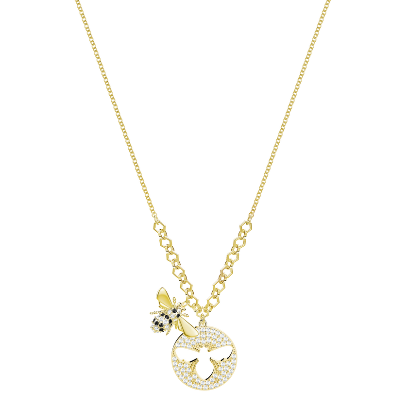 Lisabel Necklace, Small, White, Gold Plating