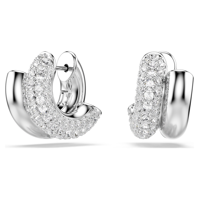 swarovski dextera hoop earrings  round cut  mini  white  rhodium plated