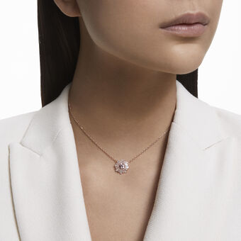 swarovski idyllia pendant  mixed cuts  sun  pink  18k rose gold finish