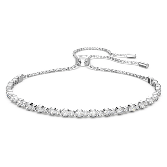 swarovski matrix tennis bracelet round cut white rhodium plated