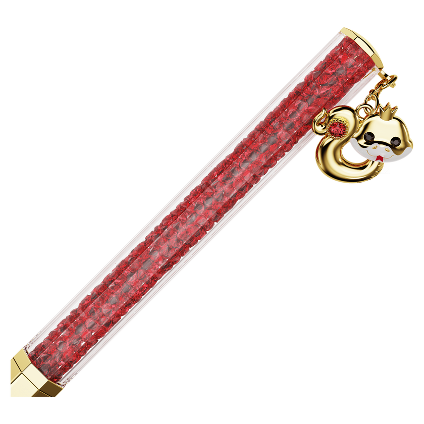 swarovski crystalline chinese new year ballpoint pen  octagon shape  year of the snake  red  gold tone plated