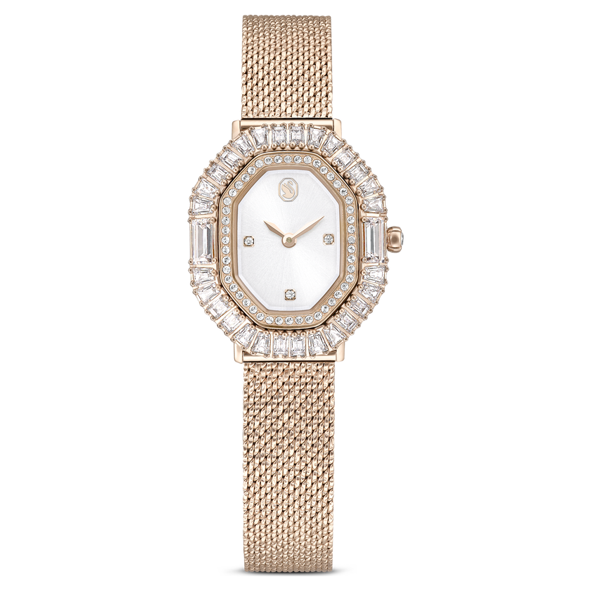 swarovski matrix octagon watch  metal bracelet  gold tone  champagne gold tone finish