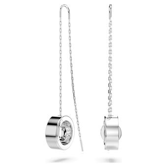swarovski hollow drop earrings  long  white  rhodium plated