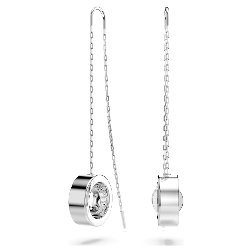 swarovski hollow drop earrings  long  white  rhodium plated