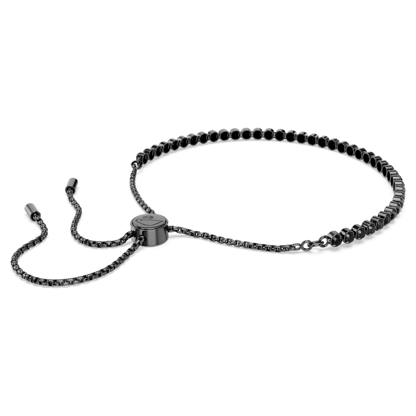 swarovski matrix tennis bracelet  mixed round cuts  black  ruthenium plated