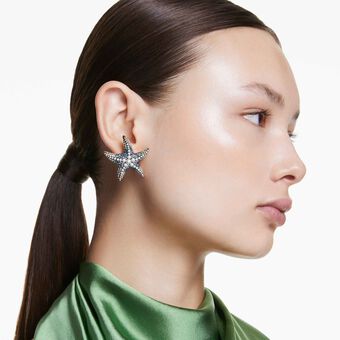 swarovski idyllia stud earrings  starfish  large  multicolored  gold tone plated