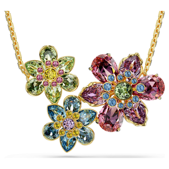 swarovski idyllia pendant mixed cuts flower multicolored gold tone plated