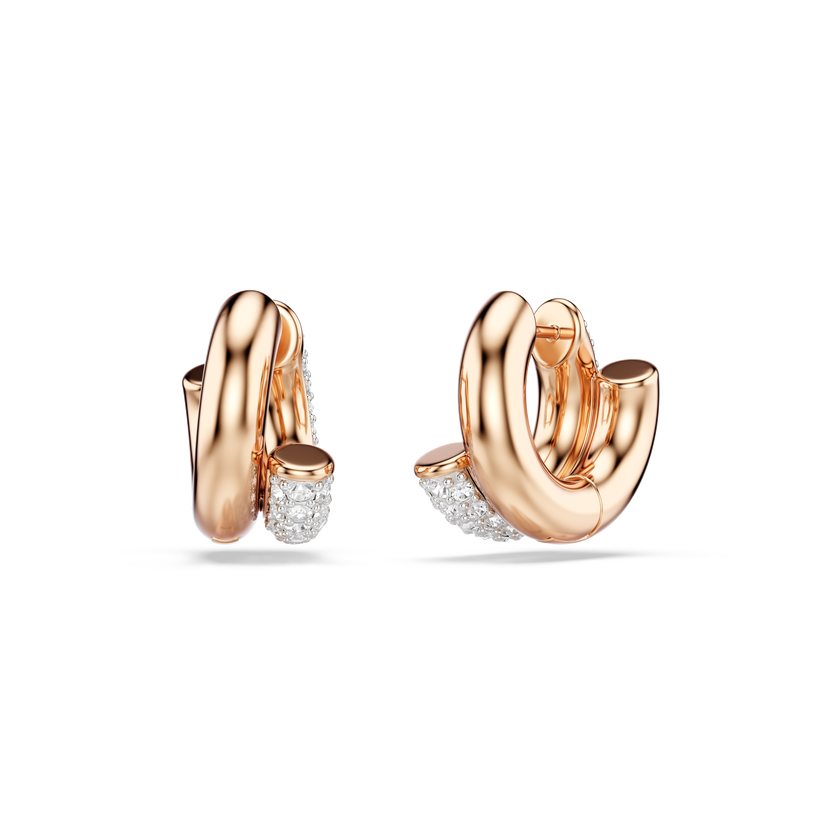 swarovski dextera hoop earrings  round cut  mini  white  rose gold tone plated