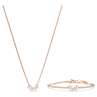 swarovski mesmera set mixed cuts white rose gold tone plated