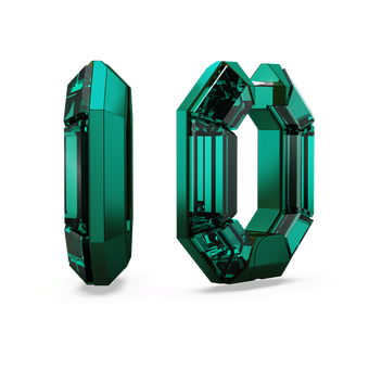 swarovski lucent hoop earrings  octagon shape  small  green
