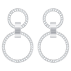 Hollow Pierced Earrings, White, Rhodium Plating