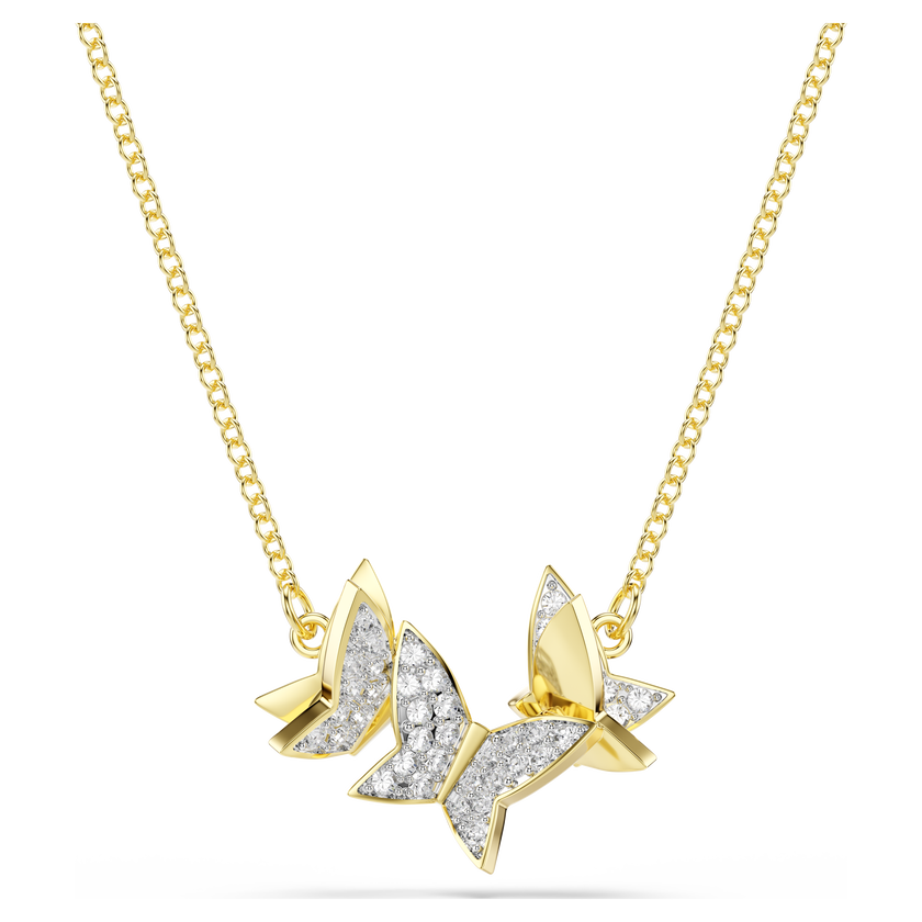 swarovski idyllia lilia necklace  butterfly  white  18k gold finish