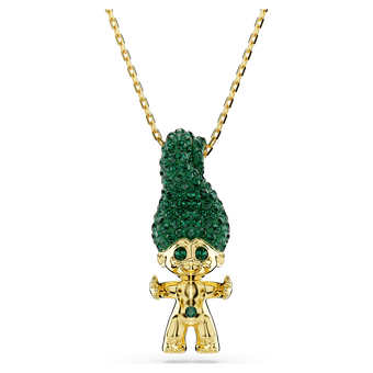 swarovski good luck trolls pendant troll green gold tone plated