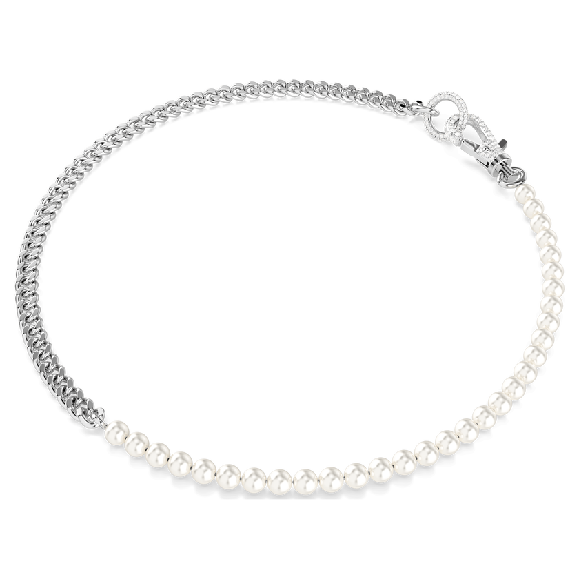 swarovski dextera necklace  pav   crystal pearl  white  rhodium plated