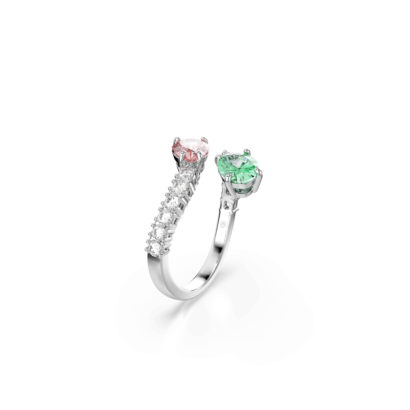 ariana grande x swarovski open ring  mixed cuts  multicolored  rhodium plated
