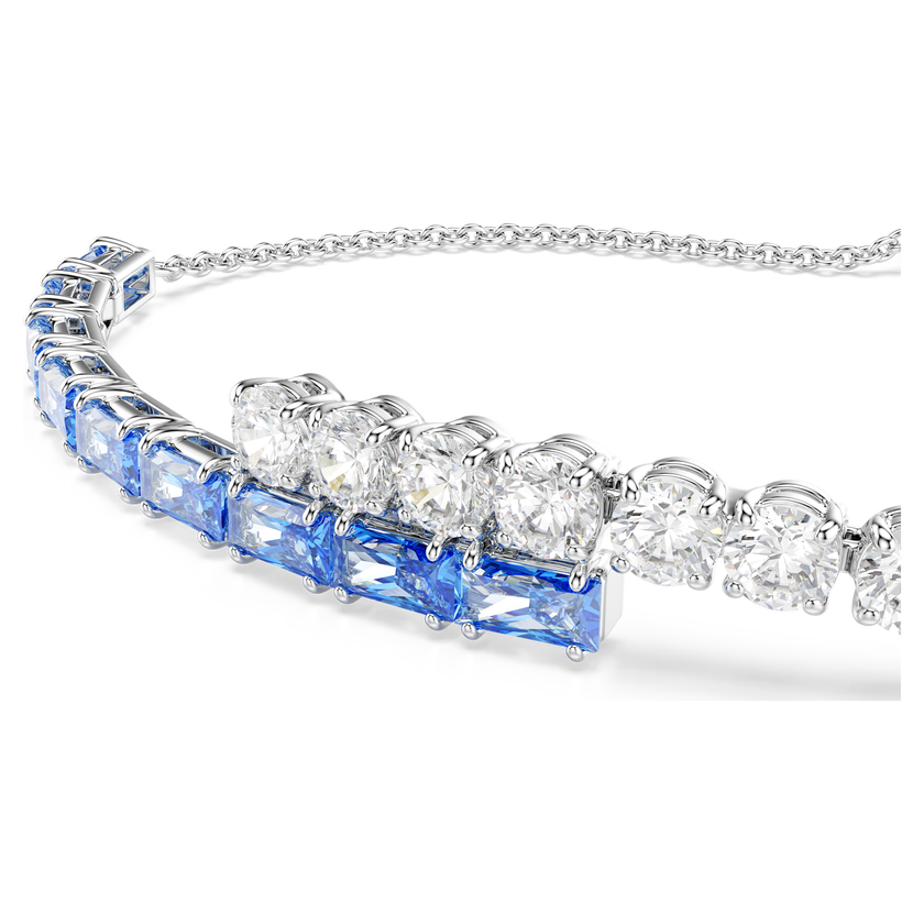 swarovski matrix bracelet  mixed cuts  blue  rhodium plated