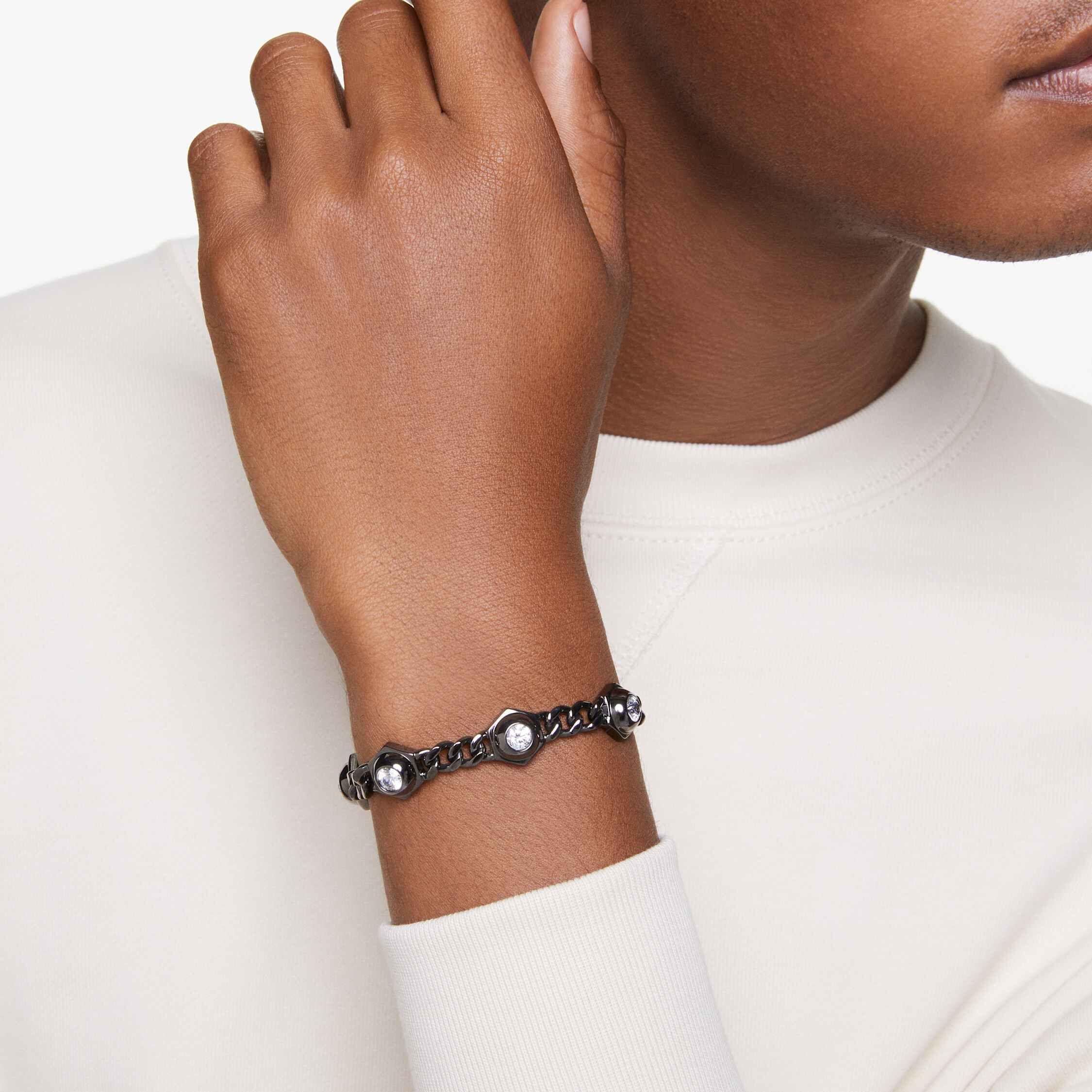 swarovski numina bracelet  round cut  white  ruthenium plated