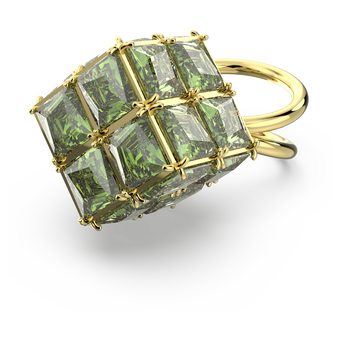 swarovski curiosa cocktail ring square green gold tone plated
