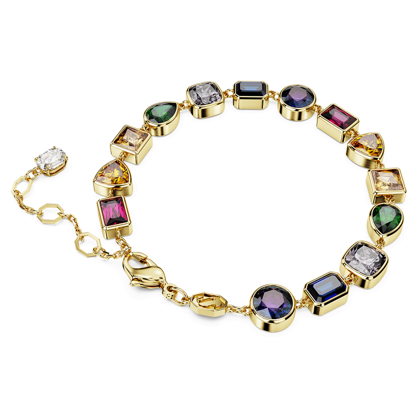 swarovski imber tennis bracelet  mixed cuts  multicolored  gold tone plated
