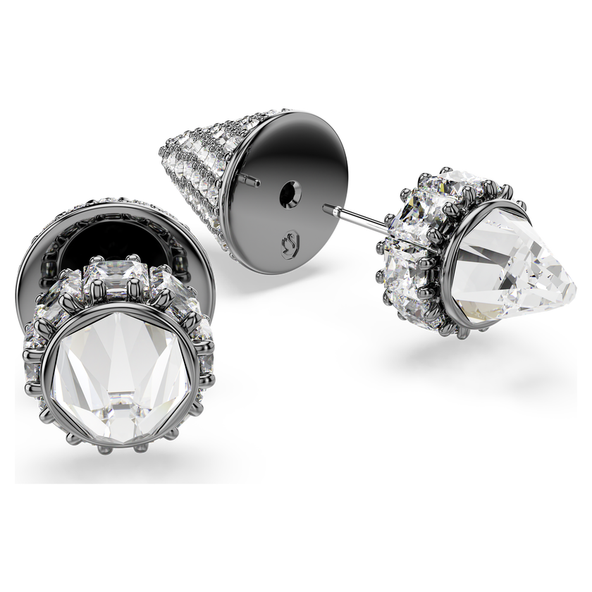 swarovski sublima stud earrings  spike  white  ruthenium plated