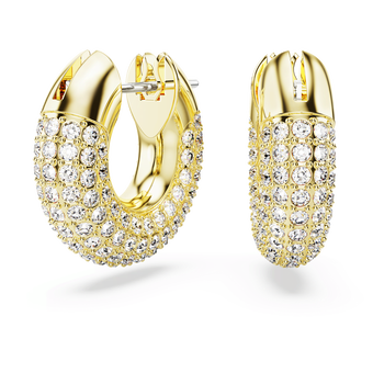 swarovski dextera hoop earrings  small  white  18k gold finish
