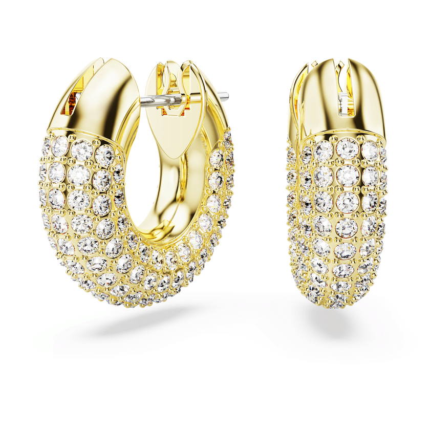 swarovski dextera hoop earrings  small  white  18k gold finish