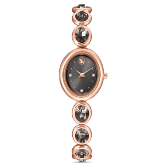 swarovski imber oval watch  swiss made  metal bracelet  black  rose gold tone finish