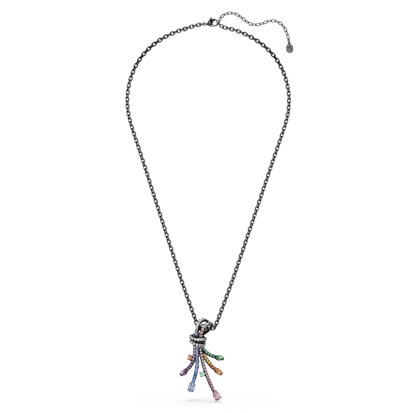 swarovski matrix pendant and brooch  mixed cuts  bouquet  multicolored  ruthenium plated