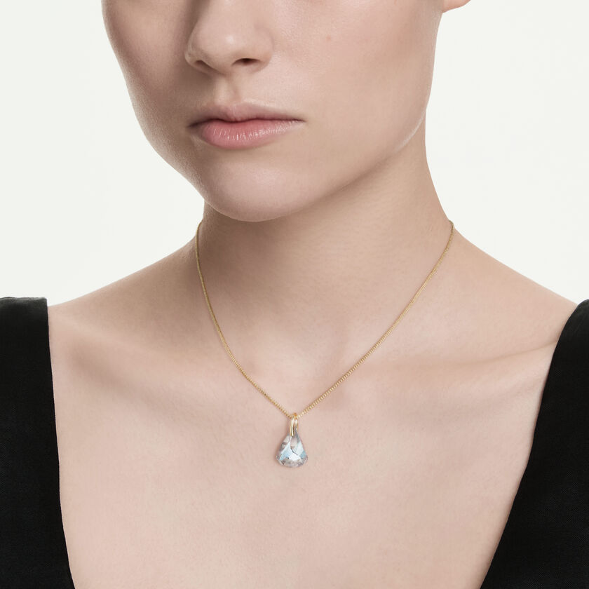 swarovski lunar pendant  oval cut  white  18k gold finish