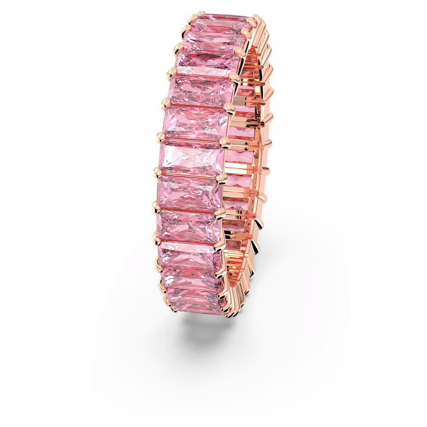 swarovski matrix ring  baguette cut  pink  rose gold tone plated