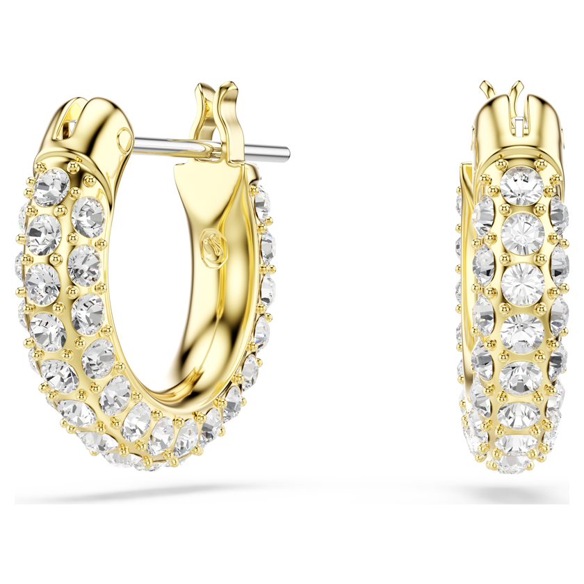 swarovski dextera hoop earrings  pav   mini  white  18k gold finish