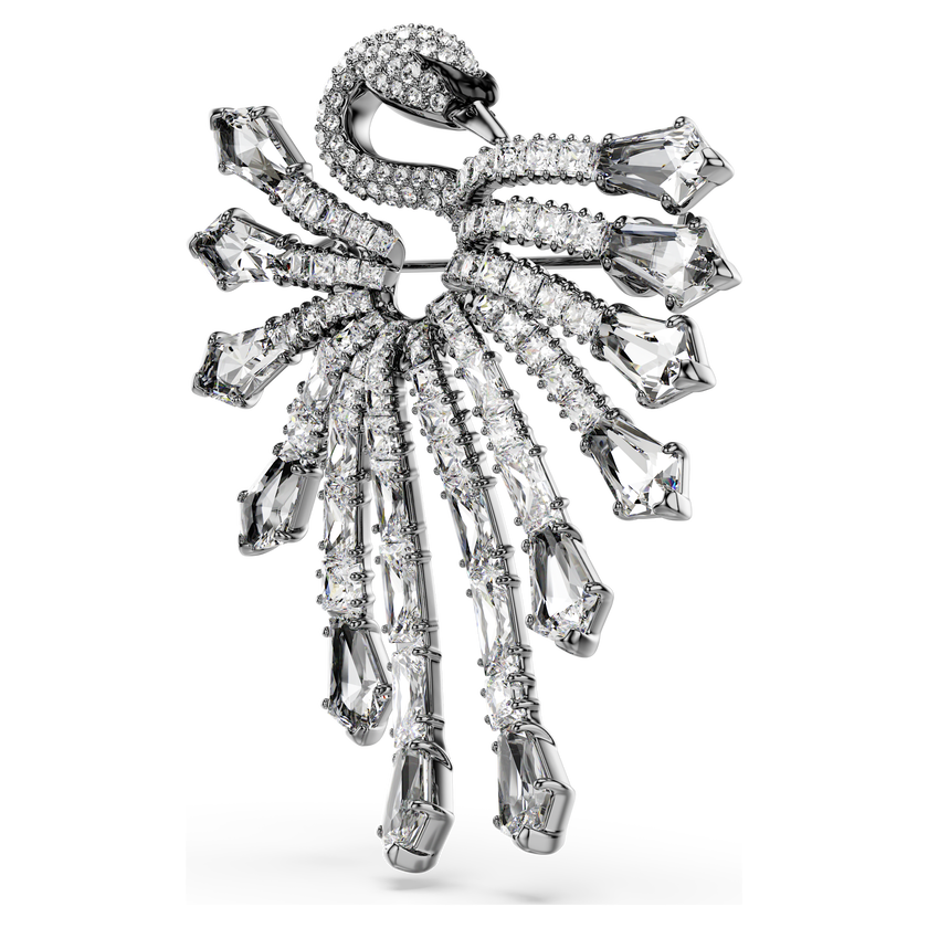 swarovski the vienna collection brooch  swan  white  ruthenium plated