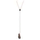 Naughty Y Necklace, Black, Rose-gold tone plated