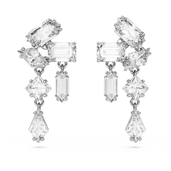 swarovski mesmera drop earrings mixed cuts white rhodium plated