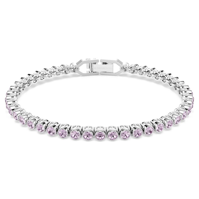 swarovski imber emily tennis bracelet  round cut  purple  rhodium plated