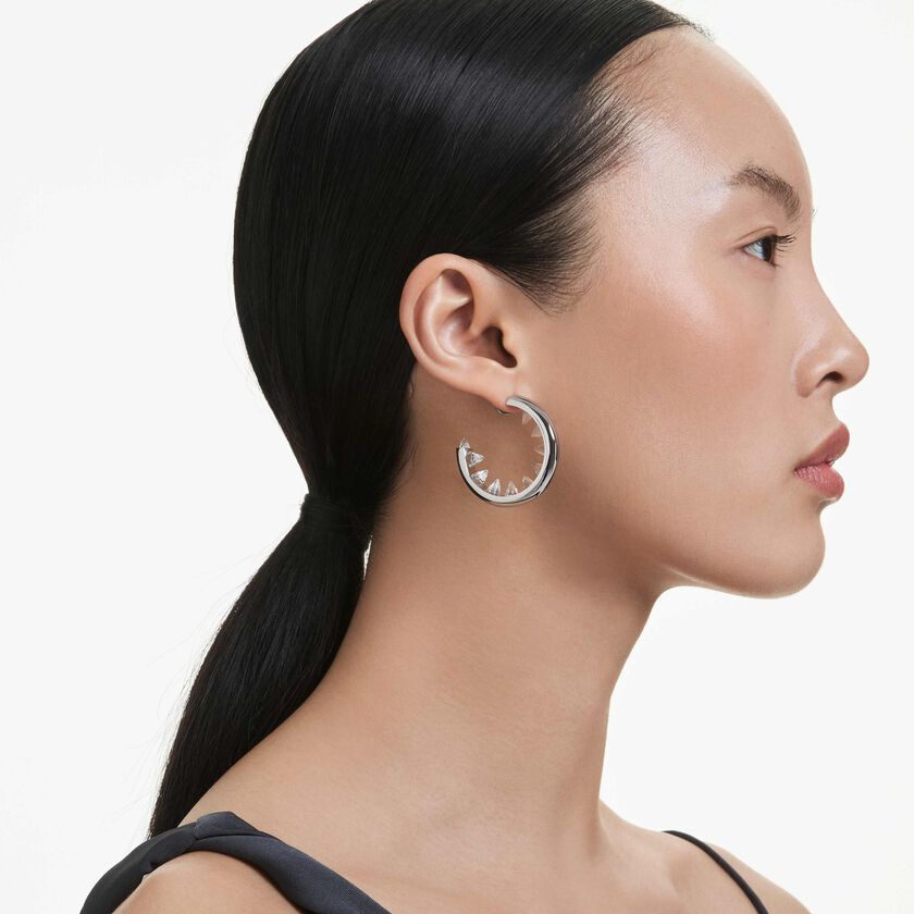 swarovski sublima hoop earrings  white  rhodium plated