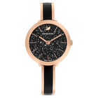 swarovski crystalline delight watch metal bracelet black rose gold tone pvd