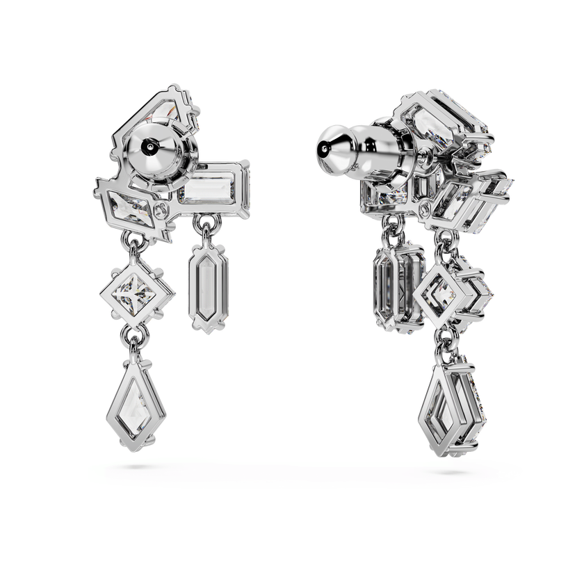 swarovski mesmera drop earrings  mixed cuts  white  rhodium plated
