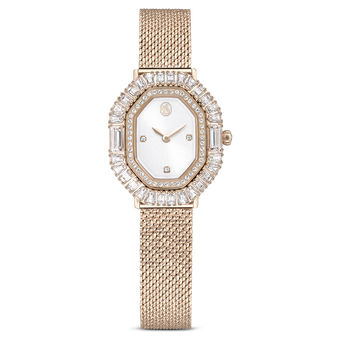 swarovski matrix octagon watch metal bracelet gold tone champagne gold tone finish