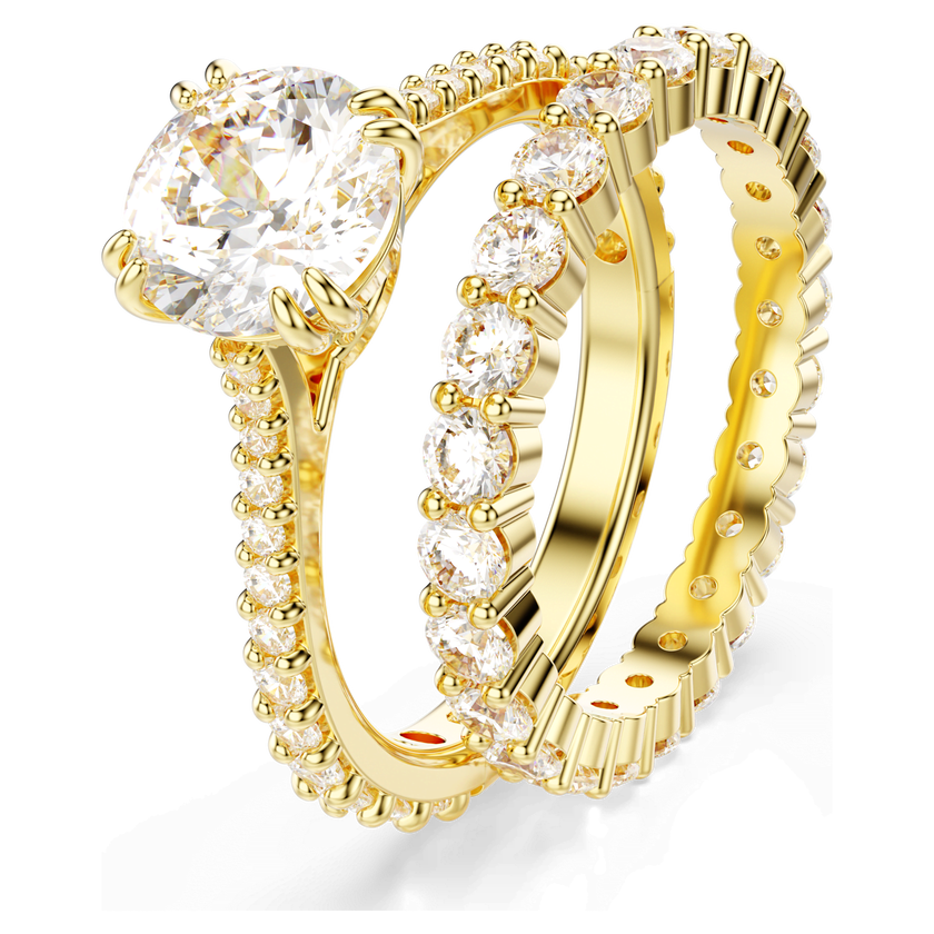 swarovski stilla ring  set  2   round cut  white  gold tone plated