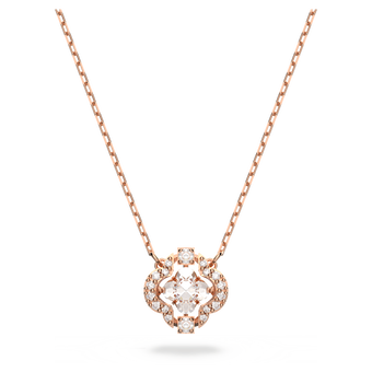 swarovski una necklace  clover  white  rose gold tone plated
