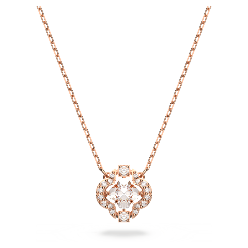 swarovski una necklace  clover  white  18k rose gold finish