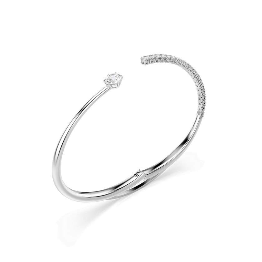 swarovski matrix bangle  round cut  white  rhodium plated