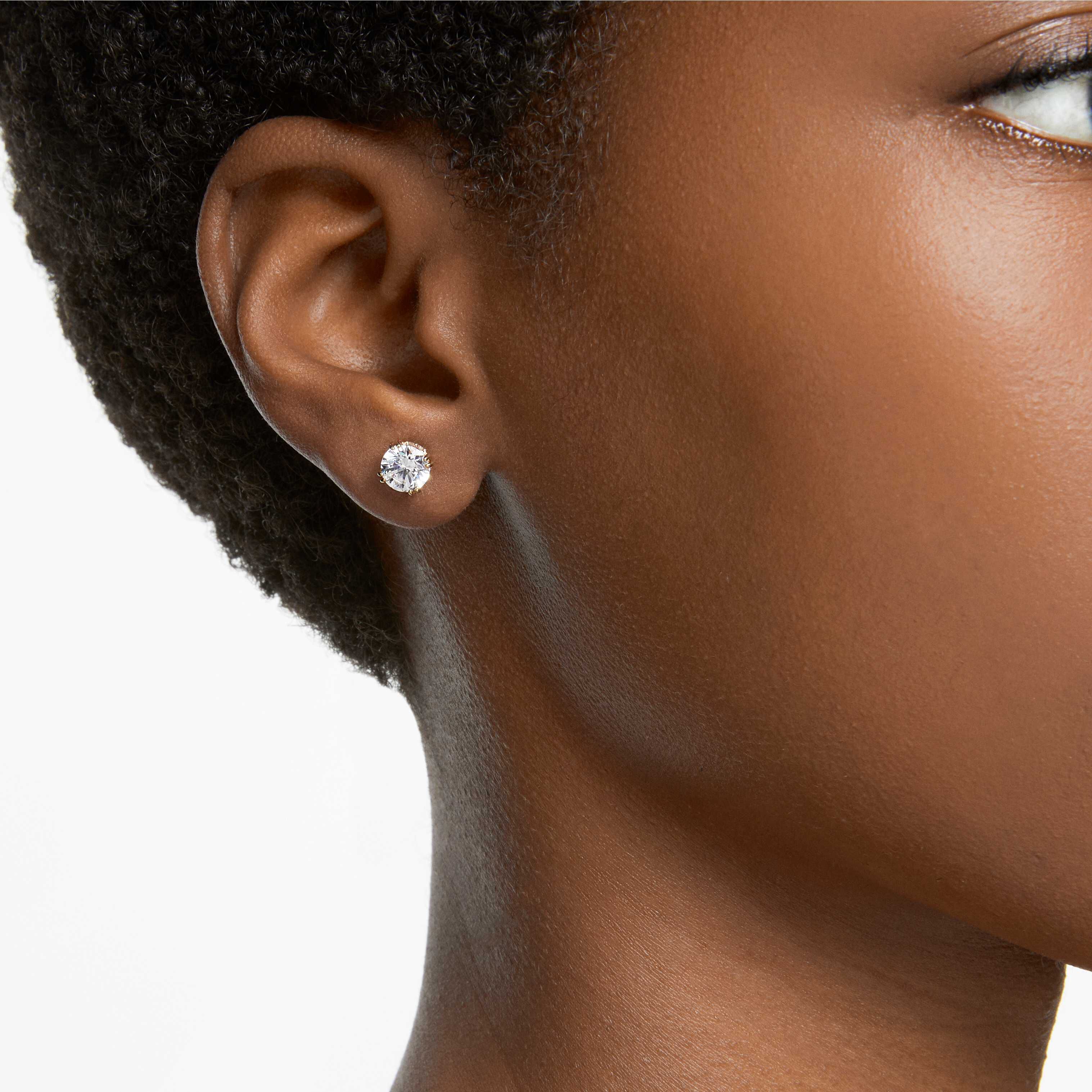 Stilla stud earrings Round cut White Gold tone plated